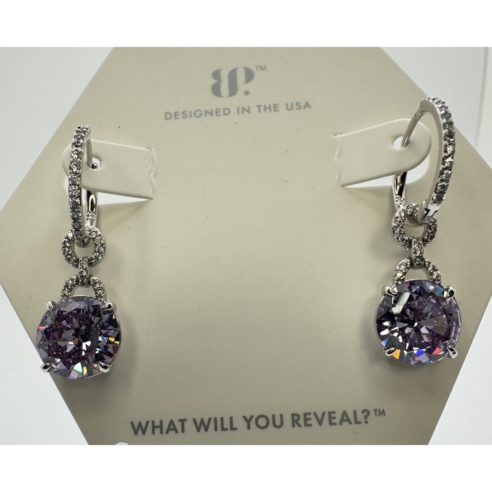 Bomb Party Earrings - ER14262 Almost Said It - Lavender Topaz Cubic Zirconia